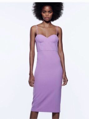 zara combined draped midi dress Zara Combined Draped Midi Dress